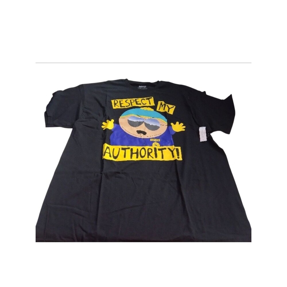 South Park Men's Cartman Graphic Tee In  Black 'Respect My Authority' New 2XL